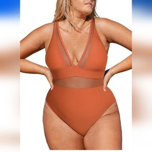 #71- CUPSHE Women Plus Size One Piece Swimsuit V Neck